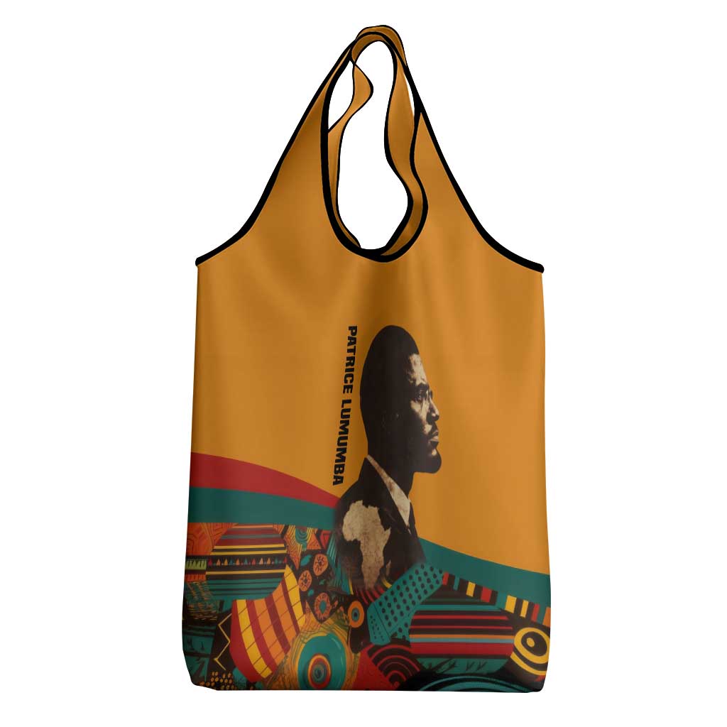 Patrice Lumumba Grocery Bag with Profile Portrait and Bold Africa Will Rise Statement - African Pride