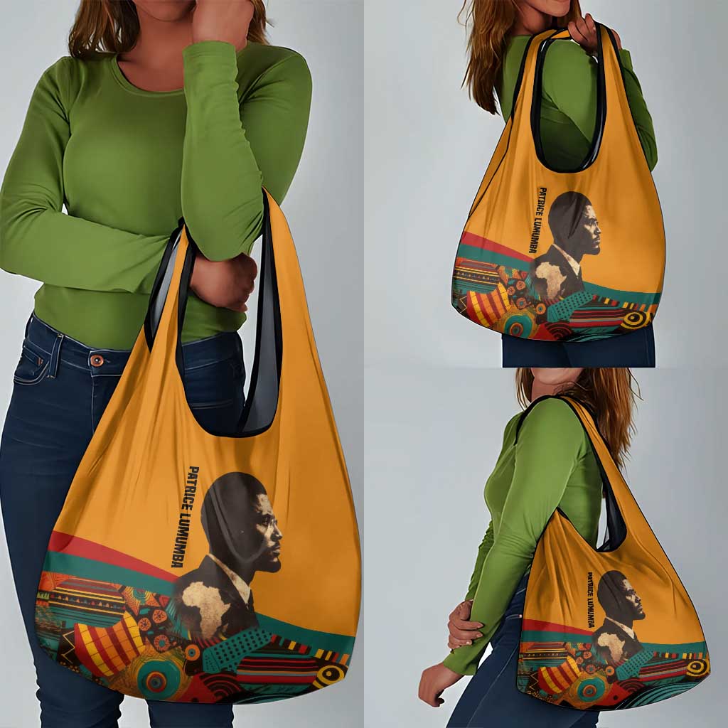Patrice Lumumba Grocery Bag with Profile Portrait and Bold Africa Will Rise Statement - African Pride
