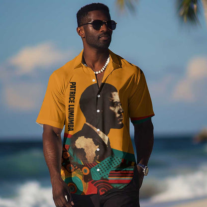 Patrice Lumumba Hawaiian Shirt with Profile Portrait and Bold Africa Will Rise Statement - African Pride