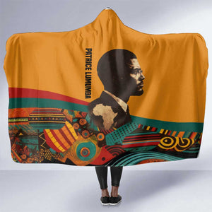 Patrice Lumumba Hooded Blanket with Profile Portrait and Bold Africa Will Rise Statement - African Pride