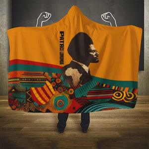 Patrice Lumumba Hooded Blanket with Profile Portrait and Bold Africa Will Rise Statement - African Pride
