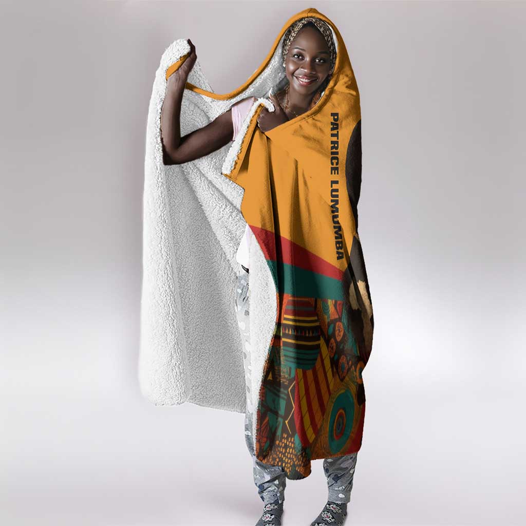 Patrice Lumumba Hooded Blanket with Profile Portrait and Bold Africa Will Rise Statement - African Pride