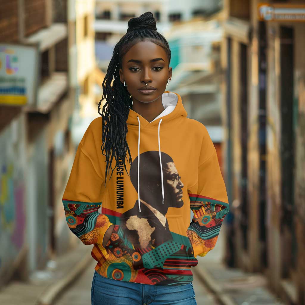 Patrice Lumumba Hoodie with Profile Portrait and Bold Africa Will Rise Statement - African Pride