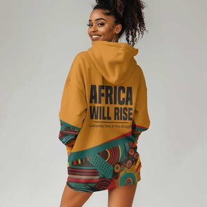 Patrice Lumumba Hoodie Dress with Profile Portrait and Bold Africa Will Rise Statement - African Pride