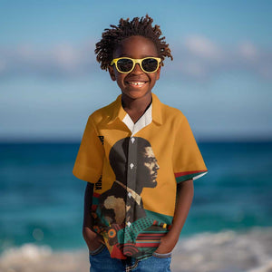 Patrice Lumumba Kid Hawaiian Shirt with Profile Portrait and Bold Africa Will Rise Statement - African Pride
