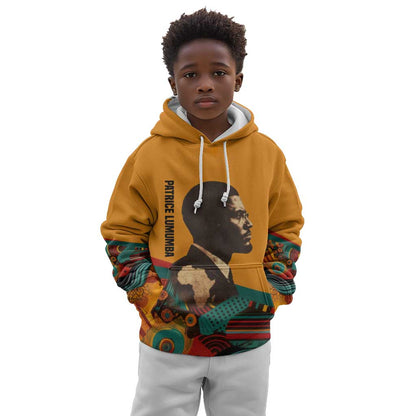 Patrice Lumumba Kid Hoodie with Profile Portrait and Bold Africa Will Rise Statement - African Pride