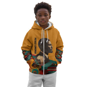 Patrice Lumumba Kid Hoodie with Profile Portrait and Bold Africa Will Rise Statement - African Pride