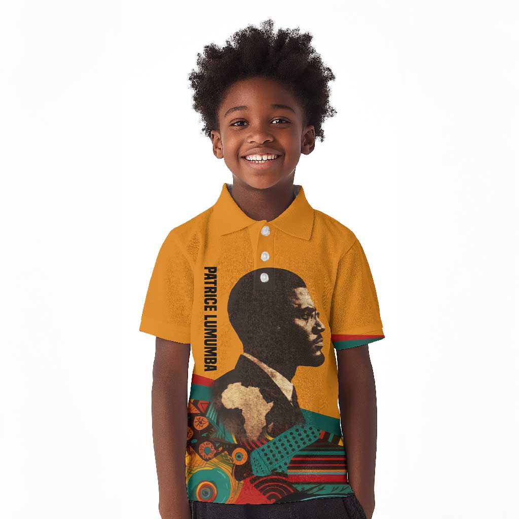 Patrice Lumumba Kid Polo Shirt with Profile Portrait and Bold Africa Will Rise Statement - African Pride