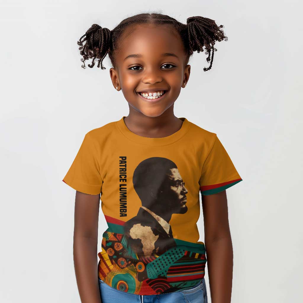 Patrice Lumumba Kid T shirt with Profile Portrait and Bold Africa Will Rise Statement - African Pride