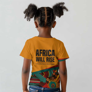 Patrice Lumumba Kid T shirt with Profile Portrait and Bold Africa Will Rise Statement - African Pride