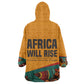 Patrice Lumumba Kid Wearable Blanket Hoodie with Profile Portrait and Bold Africa Will Rise Statement - African Pride