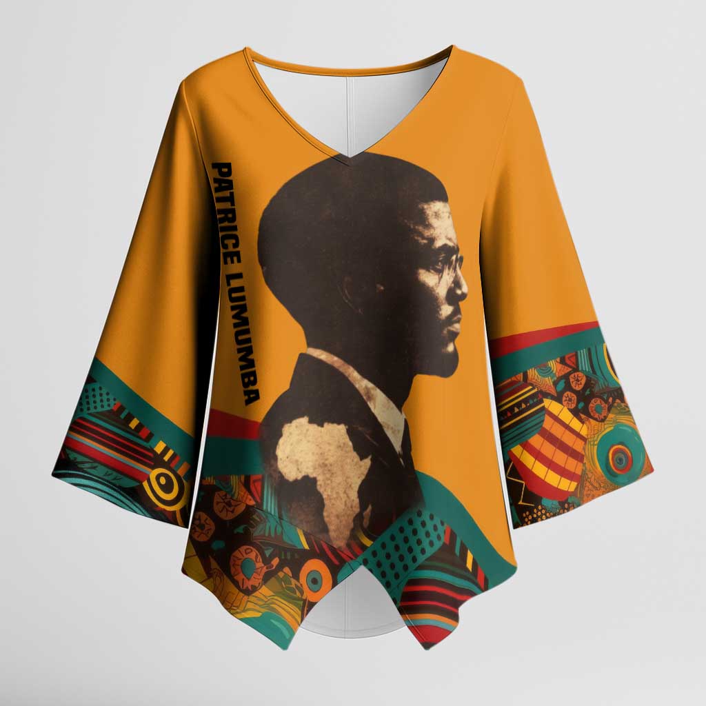 Patrice Lumumba Kimono Sleeve Blouse with Profile Portrait and Bold Africa Will Rise Statement - African Pride