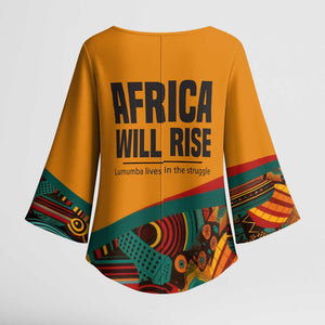 Patrice Lumumba Kimono Sleeve Blouse with Profile Portrait and Bold Africa Will Rise Statement - African Pride