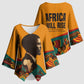 Patrice Lumumba Kimono Sleeve Blouse with Profile Portrait and Bold Africa Will Rise Statement - African Pride