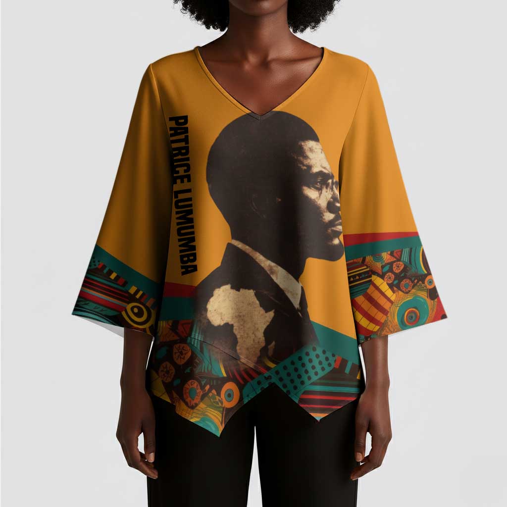 Patrice Lumumba Kimono Sleeve Blouse with Profile Portrait and Bold Africa Will Rise Statement - African Pride