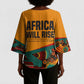 Patrice Lumumba Kimono Sleeve Blouse with Profile Portrait and Bold Africa Will Rise Statement - African Pride