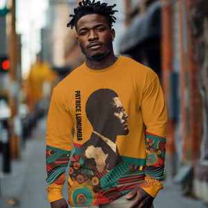 Patrice Lumumba Long Sleeve Shirt with Profile Portrait and Bold Africa Will Rise Statement - African Pride