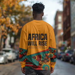 Patrice Lumumba Long Sleeve Shirt with Profile Portrait and Bold Africa Will Rise Statement - African Pride
