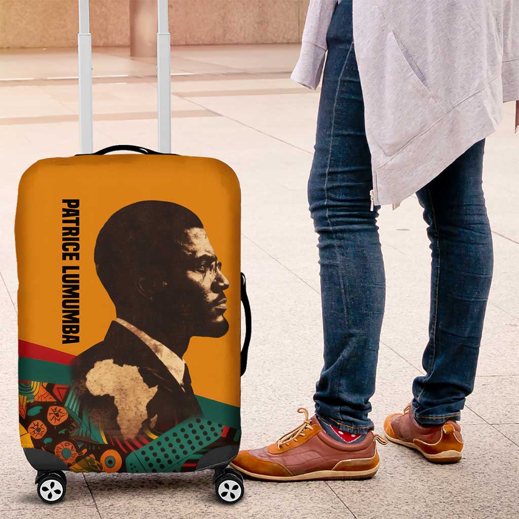 Patrice Lumumba Luggage Cover with Profile Portrait and Bold Africa Will Rise Statement - African Pride