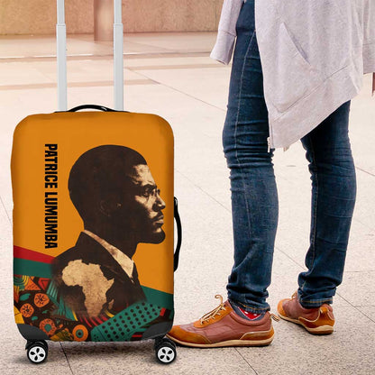 Patrice Lumumba Luggage Cover with Profile Portrait and Bold Africa Will Rise Statement - African Pride