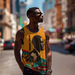 Patrice Lumumba Men Tank Top with Profile Portrait and Bold Africa Will Rise Statement - African Pride