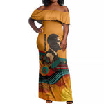 Patrice Lumumba Off Shoulder Maxi Dress with Profile Portrait and Bold Africa Will Rise Statement - African Pride