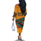 Patrice Lumumba Off The Shoulder Long Sleeve Dress with Profile Portrait and Bold Africa Will Rise Statement - African Pride