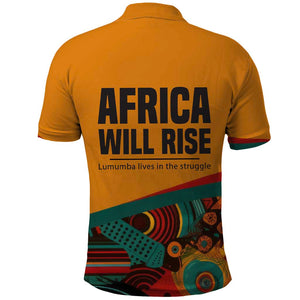 Patrice Lumumba Polo Shirt with Profile Portrait and Bold Africa Will Rise Statement - African Pride