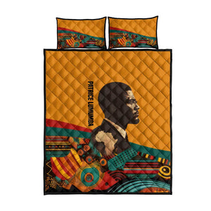 Patrice Lumumba Quilt Bed Set with Profile Portrait and Bold Africa Will Rise Statement - African Pride