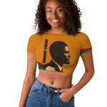 Patrice Lumumba Raglan Cropped T shirt with Profile Portrait and Bold Africa Will Rise Statement - African Pride