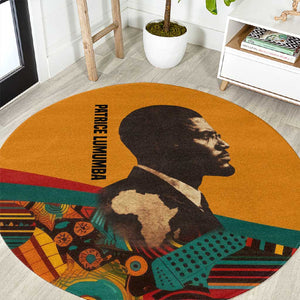 Patrice Lumumba Round Carpet with Profile Portrait and Bold Africa Will Rise Statement - African Pride