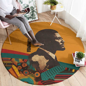 Patrice Lumumba Round Carpet with Profile Portrait and Bold Africa Will Rise Statement - African Pride