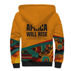 Patrice Lumumba Sherpa Hoodie with Profile Portrait and Bold Africa Will Rise Statement - African Pride