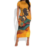 Patrice Lumumba Short Sleeve Bodycon Dress with Profile Portrait and Bold Africa Will Rise Statement - African Pride