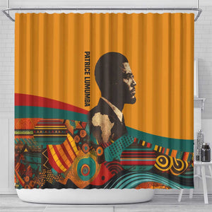 Patrice Lumumba Shower Curtain with Profile Portrait and Bold Africa Will Rise Statement - African Pride