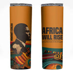 Patrice Lumumba Skinny Tumbler with Profile Portrait and Bold Africa Will Rise Statement - African Pride