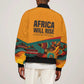 Patrice Lumumba Sleeve Zip Bomber Jacket with Profile Portrait and Bold Africa Will Rise Statement - African Pride