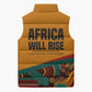 Patrice Lumumba Sleeveless Puffer Jacket with Profile Portrait and Bold Africa Will Rise Statement - African Pride