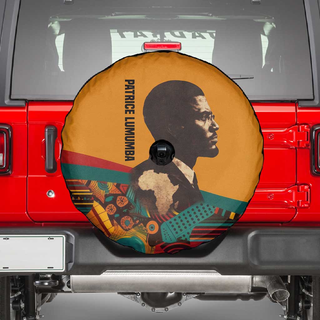 Patrice Lumumba Spare Tire Cover with Profile Portrait and Bold Africa Will Rise Statement - African Pride