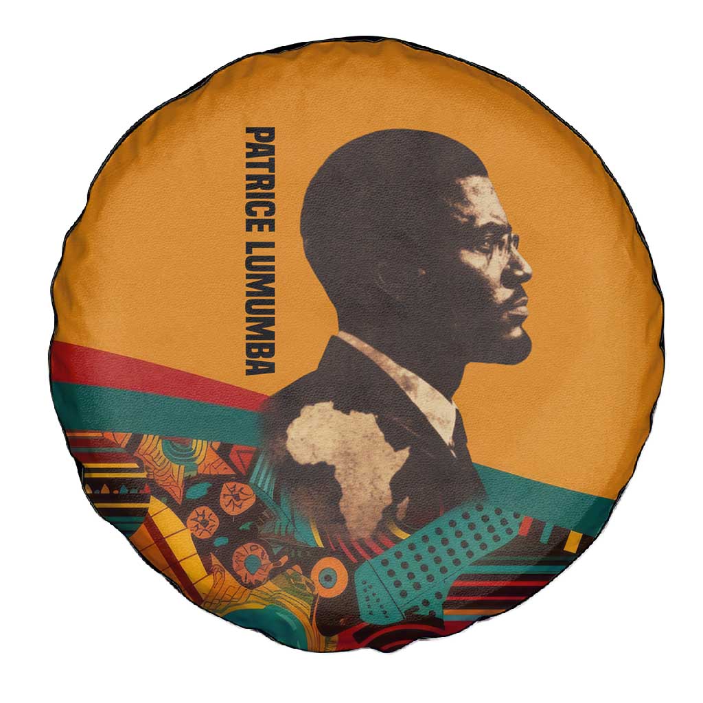 Patrice Lumumba Spare Tire Cover with Profile Portrait and Bold Africa Will Rise Statement - African Pride