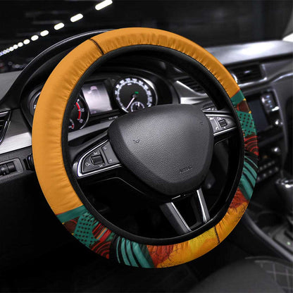 Patrice Lumumba Steering Wheel Cover with Profile Portrait and Bold Africa Will Rise Statement - African Pride