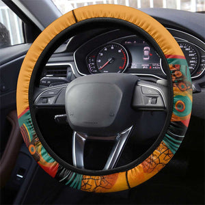 Patrice Lumumba Steering Wheel Cover with Profile Portrait and Bold Africa Will Rise Statement - African Pride