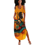 Patrice Lumumba Summer Maxi Dress with Profile Portrait and Bold Africa Will Rise Statement - African Pride