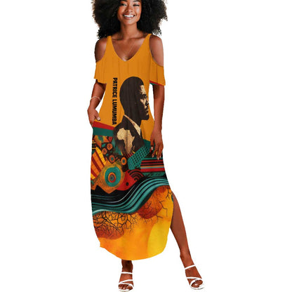 Patrice Lumumba Summer Maxi Dress with Profile Portrait and Bold Africa Will Rise Statement - African Pride