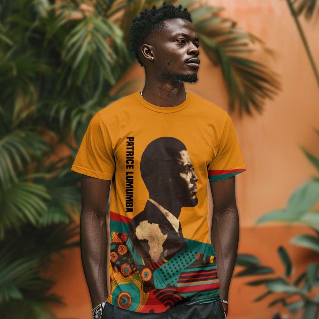 Patrice Lumumba T shirt with Profile Portrait and Bold Africa Will Rise Statement - African Pride