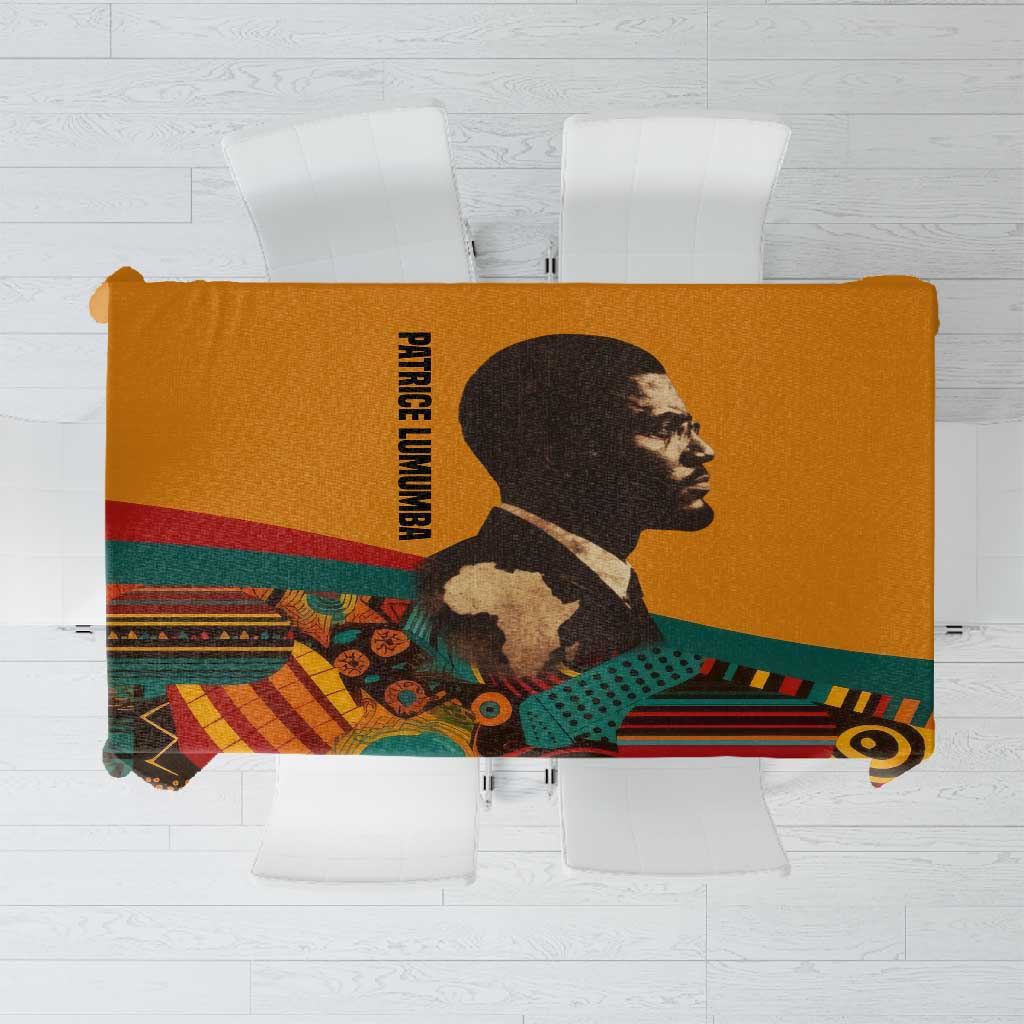 Patrice Lumumba Tablecloth with Profile Portrait and Bold Africa Will Rise Statement - African Pride