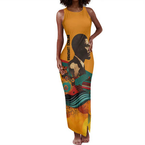Patrice Lumumba Tank Maxi Dress with Profile Portrait and Bold Africa Will Rise Statement - African Pride