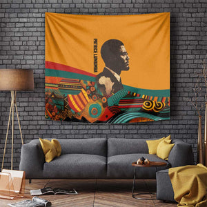 Patrice Lumumba Tapestry with Profile Portrait and Bold Africa Will Rise Statement - African Pride