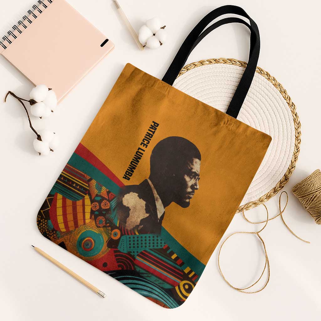 Patrice Lumumba Tote Bag with Profile Portrait and Bold Africa Will Rise Statement - African Pride
