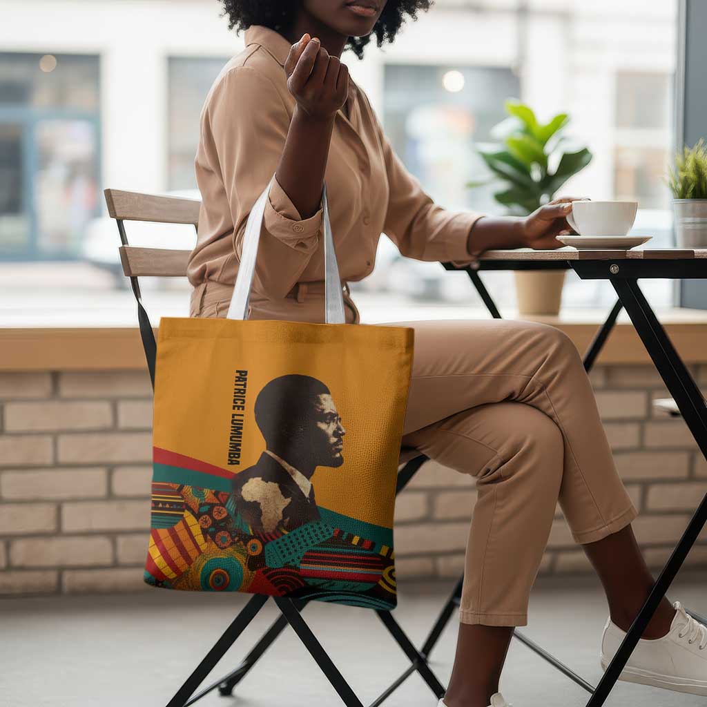Patrice Lumumba Tote Bag with Profile Portrait and Bold Africa Will Rise Statement - African Pride
